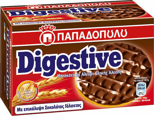 Papadopoulou Biscuits Digestive With Topping Milk Chocolate 1pcs 200gr