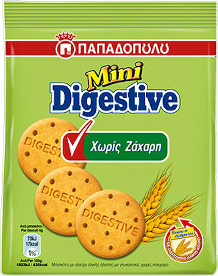 Papadopoulou Biscuiți Mini Digestive Fără Zahăr 1buc 70gr