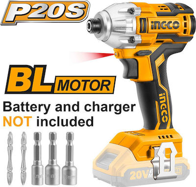 Ingco Impact Screwdriver Battery Brushless 20V Solo 2 Nipples, 3 Nuts, Zoni claspSolo with Case