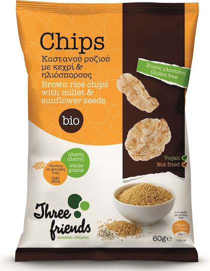 Three friends Bio Reiskartoffelchips mit Geschmack Hirse & Sonnenblumenkerne 60g