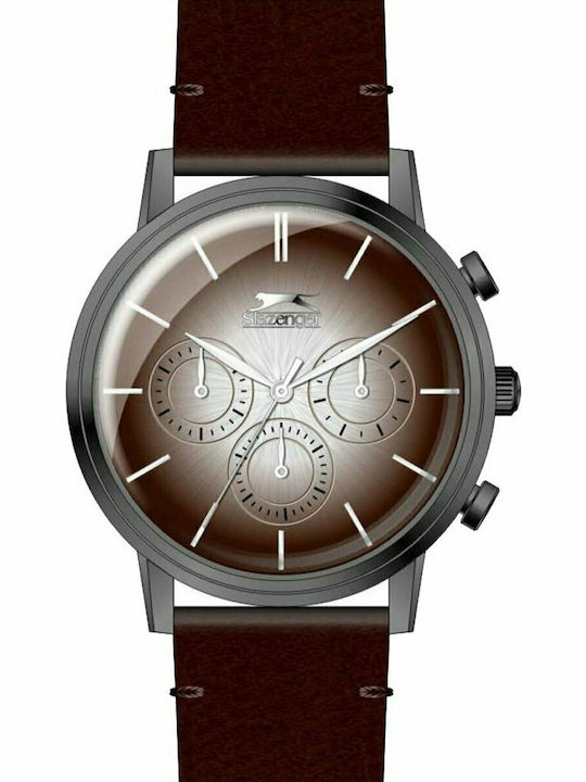 Slazenger Herrenuhr 44mm Batterie mit Braun Lederarmband