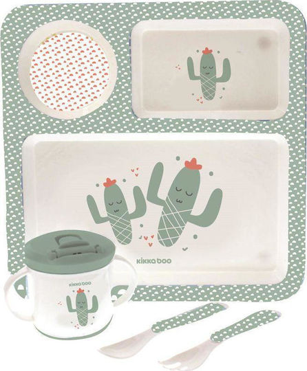 Kikka Boo Feeding Set Cactus made of Melamine Green 4pcs for 4+ months