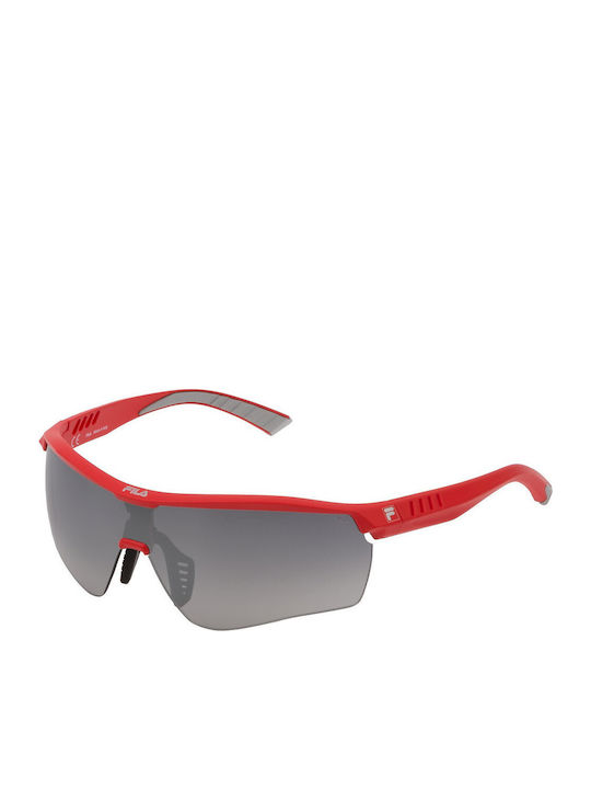 FILA Men's Sunglasses with Red Plastic Frame and Gray Gradient Lens SF9326 7FZX
