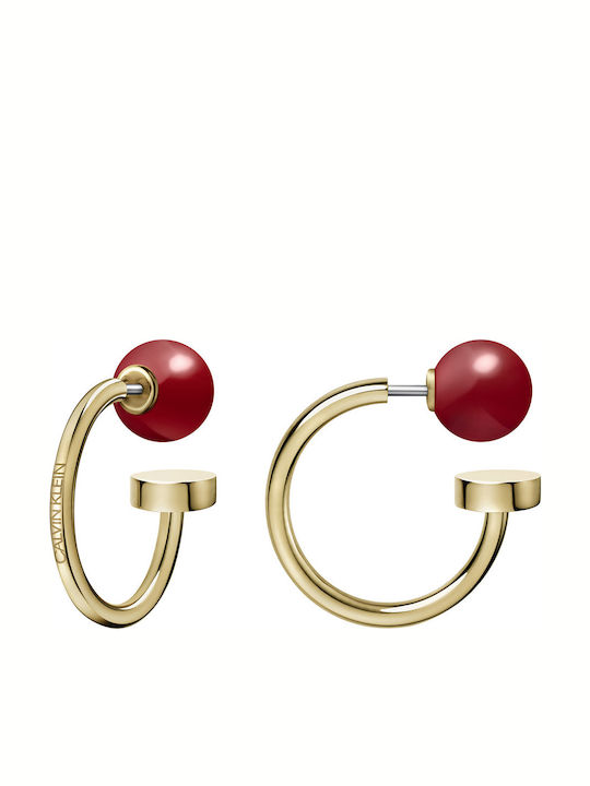 Calvin Klein Bubbly Earrings Ear Jackets made of Steel Gold Plated with Pearls