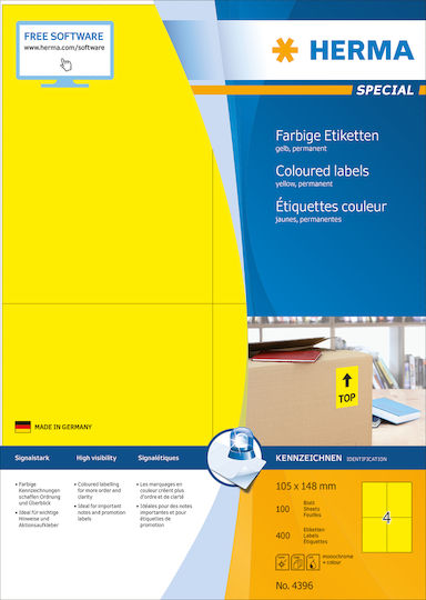 Herma 400 Self-Adhesive Rectangular A4 Labels 105x148mm