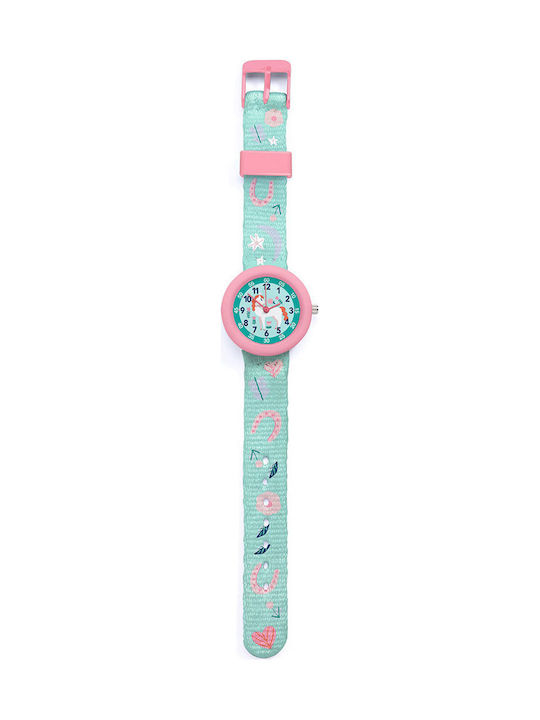 Djeco Kids Analog Watch with Fabric Strap Turquoise