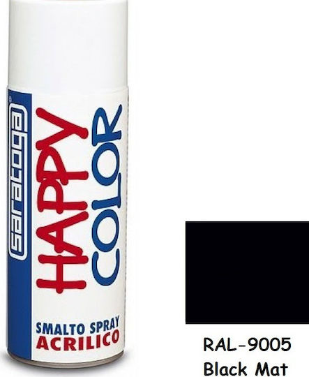 Saratoga Spray Paint Happy Acrylic with Matt Effect Black RAL 9005 400ml