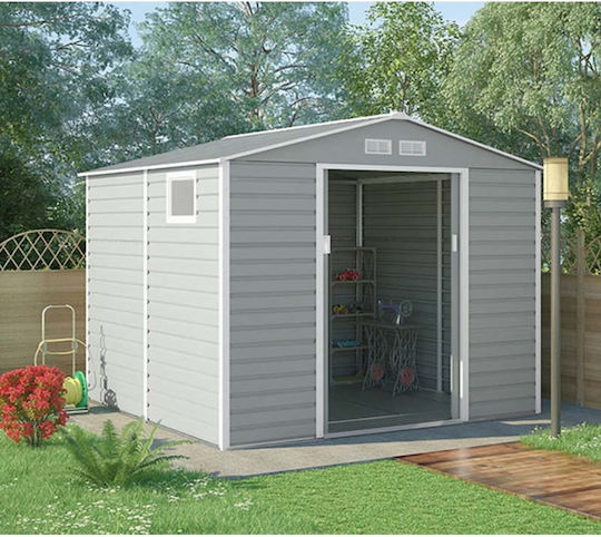 Metallisches Gartenhaus Evan Plus Grau mit Lüftungsschlitzen M3.4xP3.82xH2.26m