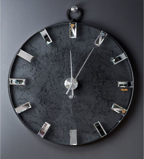 Ploumatos Ν70 Wall Clock Mirror Silver Ø95cm