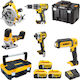 DEWALT DCK500P3T Set Kreissäge & Bohrschrauber & Schlagschraubendreher & Stichsäge & Objektiv Brushless 18V mit 3 Batterien 5Ah und Hülle