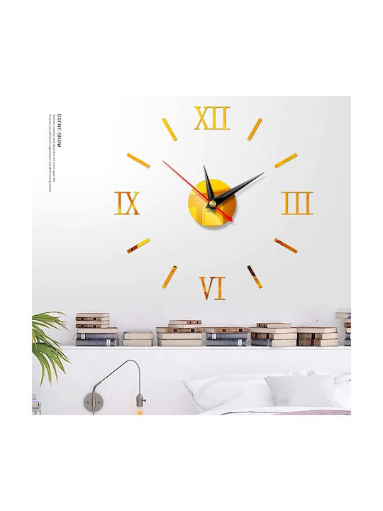 AY2002-4 3D Wall Clock Sticker Plastic Gold Small