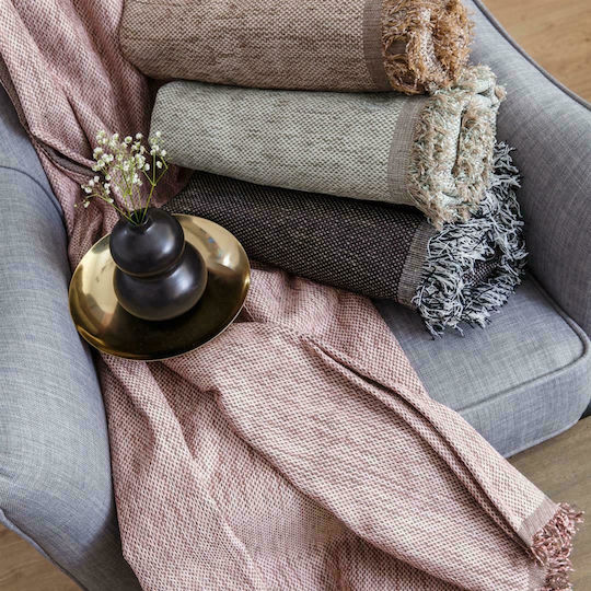 Borea 4 Season Three-Seater Sofa Chenille Throw 180x280cm Pink
