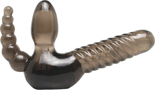 Pipedream Fetish Fantasy Series Strapless Strap-On Strapless Strap On με Τριπλό Dildo 18cm σε Μαύρο Χρώμα