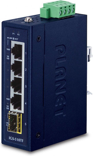 Planet IGS-510TF Unmanaged L2 Switch με 4 Θύρες Gigabit (1Gbps) Ethernet και 1 SFP Θύρα