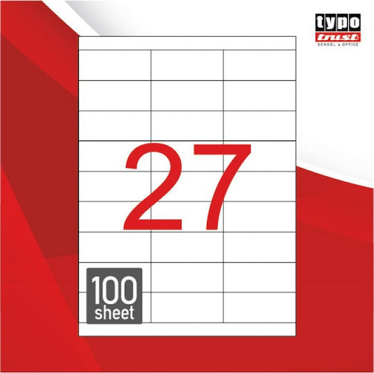 Typotrust 2700 Αυτοκόλλητες Ετικέτες Α4 Ορθογώνιες 70x30mm