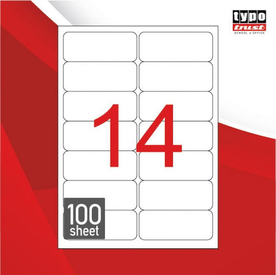 Typotrust 1400 Self-Adhesive Rectangular A4 Labels 99.1x38.1mm