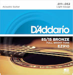 Daddario Complete Set Bronze String for Acoustic Guitar 85/15 Light 11-52