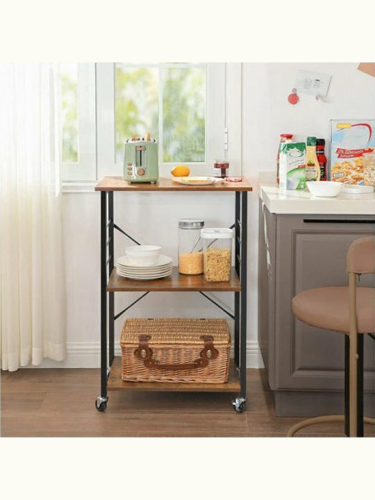 Vasagle Metal Kitchen Trolley 3 Tiers Black 60x40x89cm
