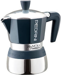 Pedrini MyMoka Induktion Espressokocher für den Herd 6 Tassen Edelstahl Blau Nacht