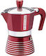 Pedrini Elegance Red Stovetop Espresso Pot for 2Cups Red