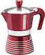 Pedrini Elegance Red Stovetop Espresso Pot for 3Cups Red