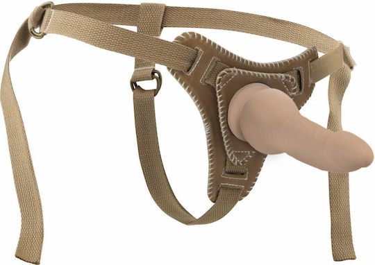 Shots Ouch Strap-On With Straps Harness with Dildo 14cm in Brown Color