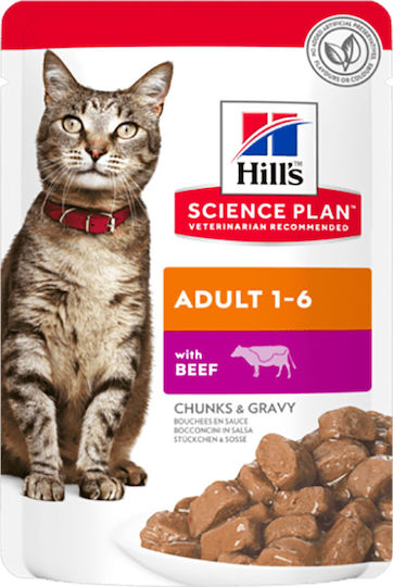 Hill's Science Plan Adult Wet Food for Adult Cats in Pouches with Beef 85gr