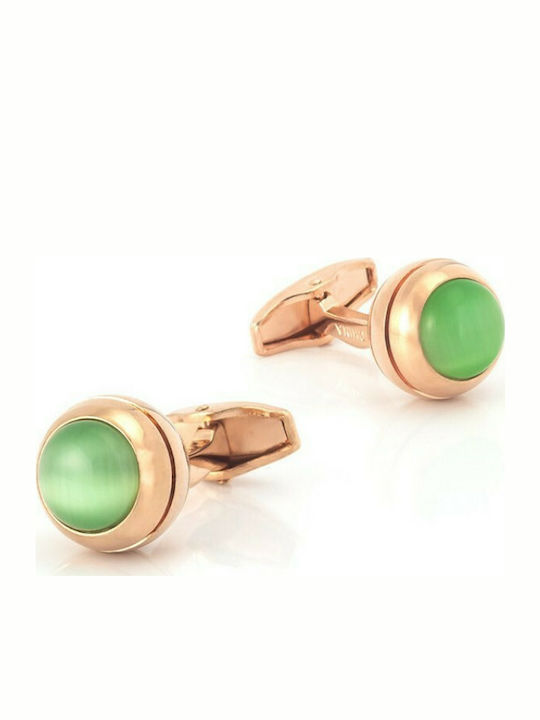 Rose Gold/Green Cufflinks