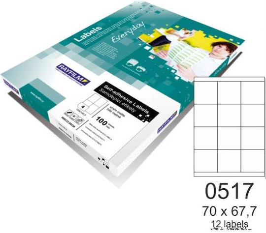 Rayfilm 1200 Αυτοκόλλητες Ετικέτες Α4 Ορθογώνιες Everyday 70x67.7mm