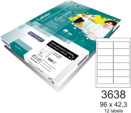 Rayfilm 1200 Αυτοκόλλητες Ετικέτες Α4 Ορθογώνιες Everyday 96x42.3mm