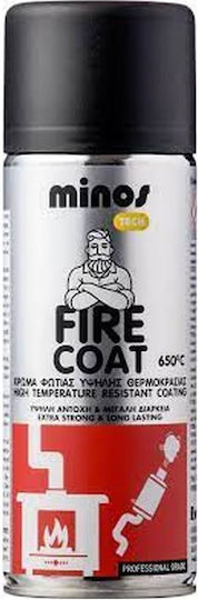 Minos Spray Σπρέι Βαφής Fire Coat Υψηλής Θερμοκρασίας Μαύρο 400ml