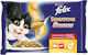Felix Wet Cat Food for Adult Cats in Pouches with Turkey and Beef 4x100gr