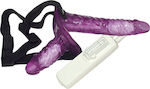 You2Toys Vibrating Strap on Duo Harness with Double Dildo Purple