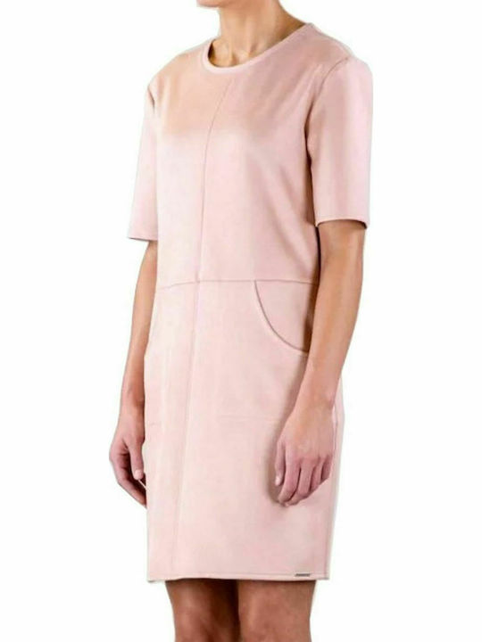 RINO PELLE Dutch pink short sleeve embossed midi dress OVED.700S20 Rose Dauwn