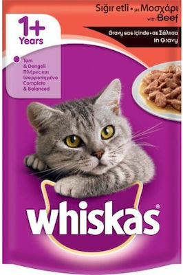 Whiskas 1+ Nasses Katzenfutter für Katze in Beutel mit Kalb 100gr