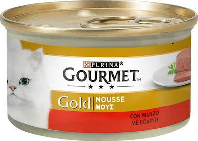 Purina Gourmet Gold Wet Food for Adult Cats In Can with Beef Mousse 24pcs 85gr