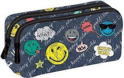 Luna Smiley Pencil Case with 2 Compartments Multicolored