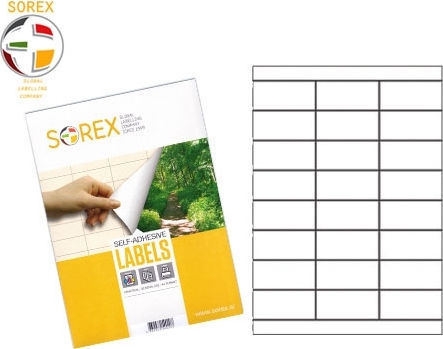 Sorex 1500 Αυτοκόλλητες Ετικέτες Α4 Ορθογώνιες 70x50.8mm