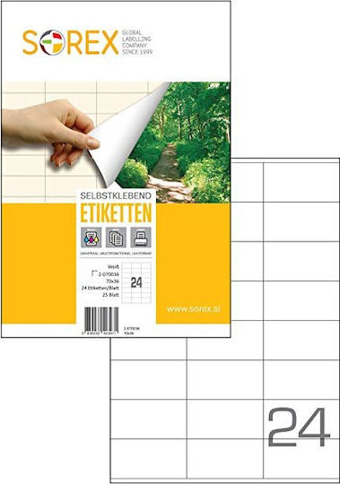 Sorex 2400 Self-Adhesive Rectangular A4 Labels 70x36mm
