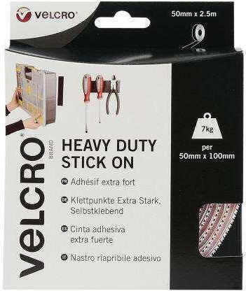 Velcro Heavy Duty Stick Οn White Self-Adhesive Hook & Loop Tape White 50mmx2.5m 1pcs