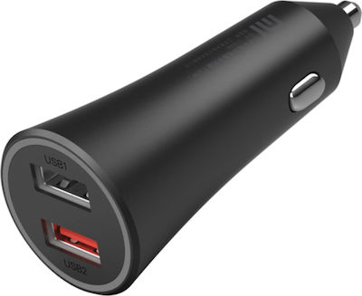 Xiaomi Încărcător Auto Negru de Intensitate Totală 2.25A Încărcare Rapidă cu Porturi: 2xUSB