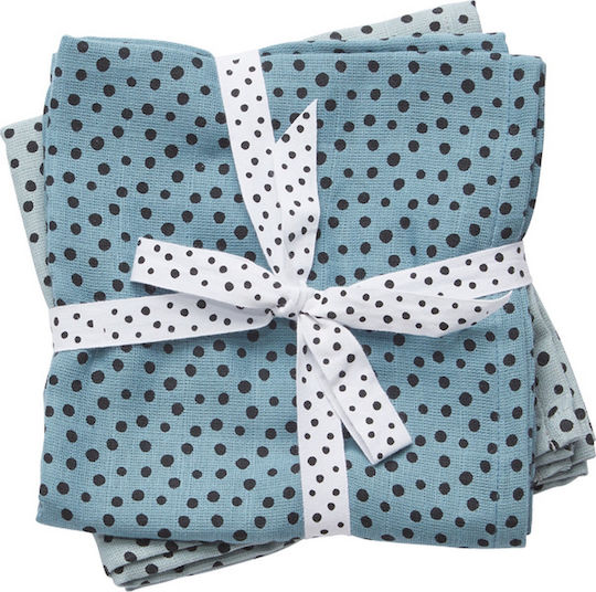 Done by Deer Happy Dots Muslin Swaddle Wraps Blue 70x70cm. 2pcs