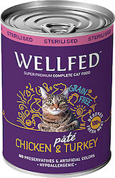 Wellfed Sterilised Nasses Katzenfutter für Katze in Dose mit Türkei und Huhn 400gr 1446