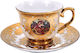 Fylliana Ζευγάρι Set Tassen Kaffee Porzellan Gold 6Stück