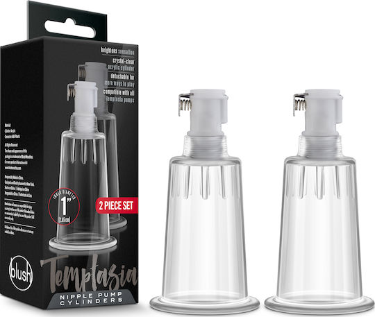 Temptasia Set De 2 Cilindri Pentru Pomparea Sfârcurilor Aspirator Pentru Clitoris Și Sfârcuri Transparent 2 Bucăți