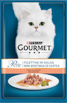 Purina Gourmet Perle Nasses Katzenfutter für Katze in Beutel mit Lachs 6x85gr