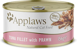 Applaws Natural Cat Food Wet Food for Adult Cats In Can with Shrimps / Tuna Φιλέτο 1pc 156gr