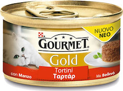 Purina Gourmet Gold Hrana umeda pentru pisici adulte in Poate cu Carne de vită Hrană umedă pentru pisici cu probleme de tartru 85gr 1buc