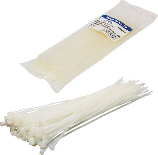 LogiLink Δεματικά Καλωδίων Πλαστικά 200mmx2.5mm σε Λευκό χρώμα (100τμχ) (KAB0003)