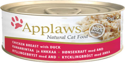 Applaws Natural Cat Food Wet Food for Adult Cats In Can with Chicken / Duck Φιλέτο 1pc 156gr